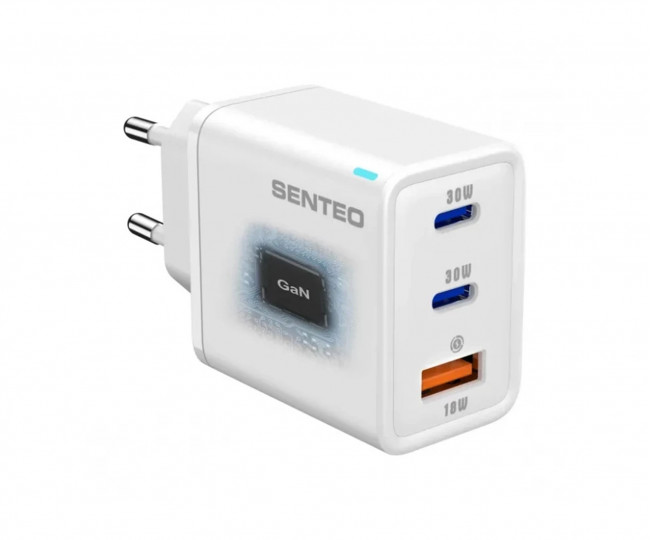 СЗУ 3Port SENTEO Z-17 USB+2USB-C 3A GaN PD 30W (white)